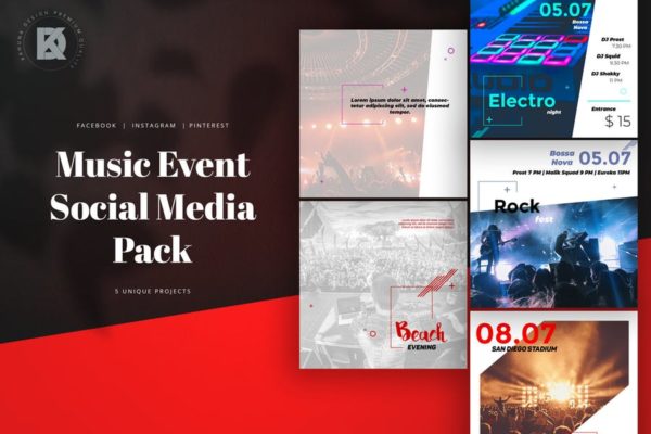 音乐活动社交宣传大洋岛精选广告模板素材 Music Event Social Media Pack缩略图 音乐活动社交宣传大洋岛精选广告模板素材 Music Event Social Media Pack