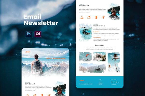 冒险主题旅行推广EDM邮件营销模板 Email Newsletter缩略图 冒险主题旅行推广EDM邮件营销模板 Email Newsletter