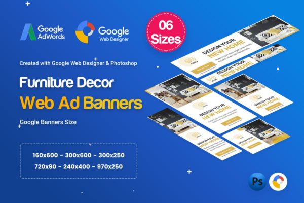 家具装饰品牌推广谷歌广告Banner设计模板 Furniture Decor Banners Ad – GWD & PSD缩略图 家具装饰品牌推广谷歌广告Banner设计模板 Furniture Decor Banners Ad – GWD & PSD