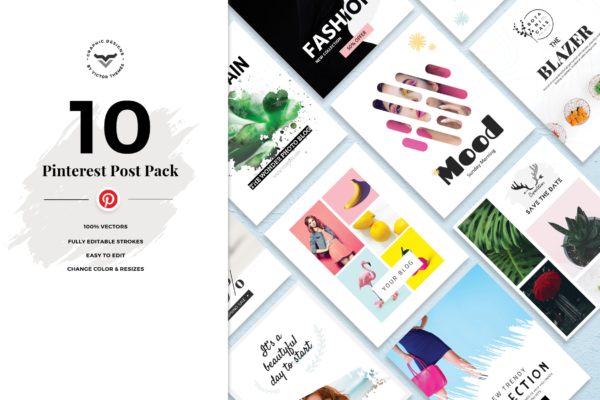 10+Pinterest社交媒体广告设计PSD模板大洋岛精选 Pinterest Social Media Templates