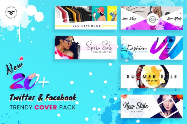 20+Facebook和Twitter社交媒体封面图设计模板大洋岛精选 Facebook & Twitter Cover Social Media Templates