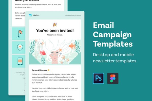 注册用户信息通知&邀请主题EDM邮件模板大洋岛精选 Email Templates (Profile and Welcome)