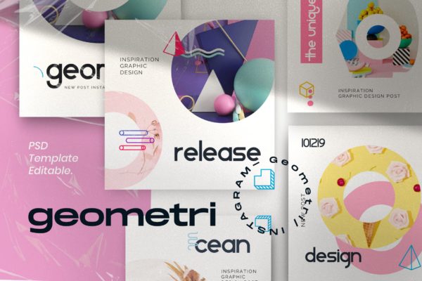 创意几何图形设计风格社交媒体素材包v1 Geometri – Pack 1 Social Media Kit Post+Stories缩略图 创意几何图形设计风格社交媒体素材包v1 Geometri – Pack 1 Social Media Kit Post+Stories