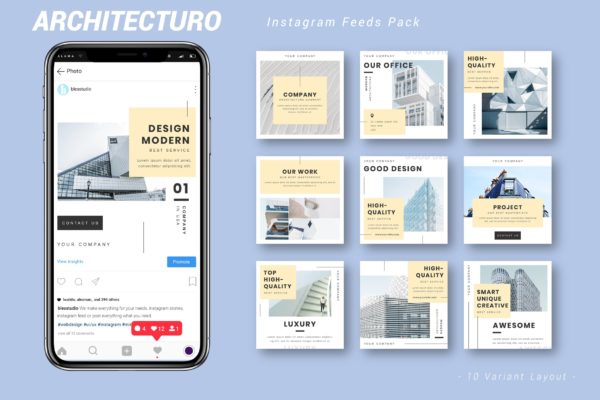 建筑设计品牌社交信息流推广设计素材包 Architecturo – Instagram Feeds Pack缩略图 建筑设计品牌社交信息流推广设计素材包 Architecturo – Instagram Feeds Pack