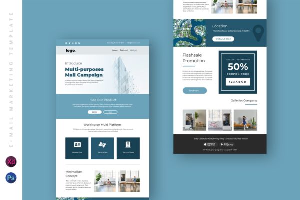产品促销EDM电子邮件促销模板 Business Email Newsletter UI Template