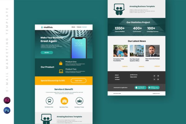 企业推广EDM电子邮件促销模板 Business Email Newsletter UI Template