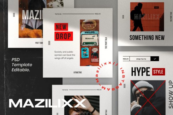 时尚潮流主题Instagram贴图&品牌故事设计素材包v2 Mazilixx Pack 2 – Instagram Social Media + Stories