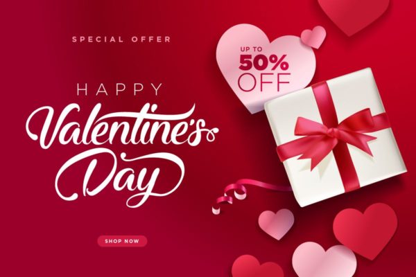 情人节主题促销Banner设计模板 Valentine’s Day