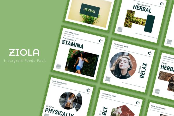 Instagram社交信息流图片设计模板大洋岛精选素材 Ziola – Instagram Feeds Pack