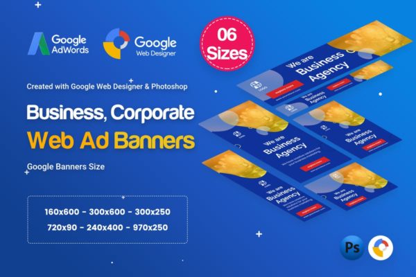 业务代理机构/品牌推广Banner大洋岛精选广告模板 Business Agency Banners Ad D28 – GWD