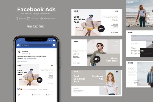 Facebook社交自媒体营销推广大洋岛精选广告模板v8 SRTP – Facebook Ads. v8