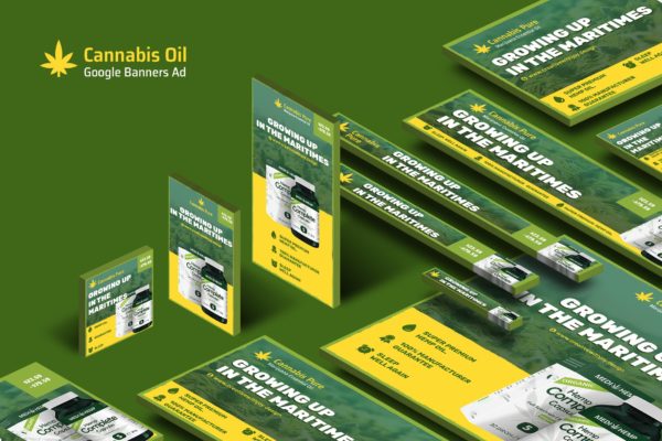 电子烟烟油品牌百度谷歌横幅大洋岛精选广告模板 Cannabis Hemp Oil Products Banners Ad