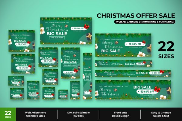 圣诞节促销活动广告Banner设计模板 Christmas Sale Web Ad Banners缩略图 圣诞节促销活动广告Banner设计模板 Christmas Sale Web Ad Banners