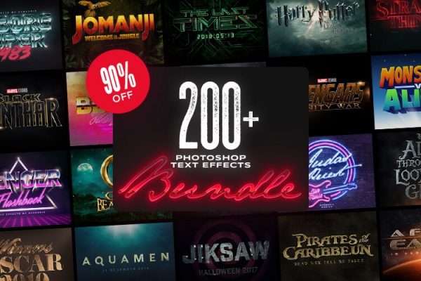 200个优秀炫酷的PS字体样式大合集[6G] InkyDeals 200+ Photoshop Text Effects Bundle