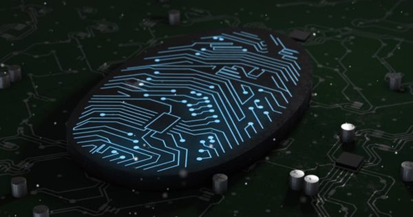 人工智能与数字指纹电子线路板激光印刷动态视频素材 Electronic Circuit Board With Artificial Intelligence & Digital Fingerprint in Printed Circuit Board
