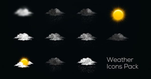 天气预报天气状况动态图标视频素材 Weather Icons