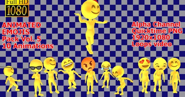 3D卡通微笑表情包视频素材 3d Face Smiles Emojis