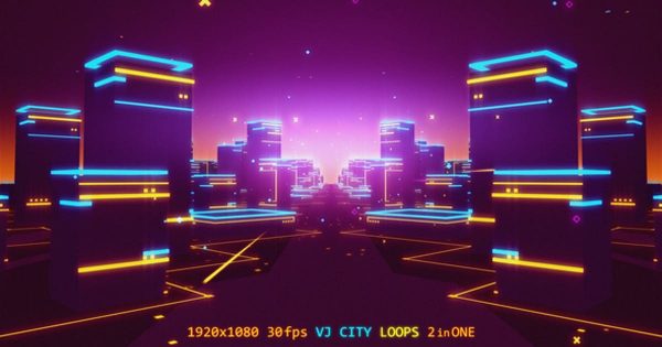 数字城市大洋岛精选高清背景视频 VJ City Loops