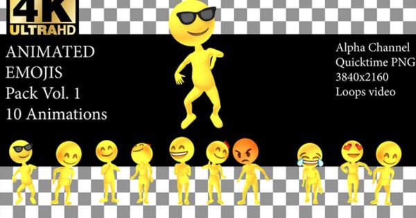3D卡通动画表情视频素材合集 3D Emojis Pack