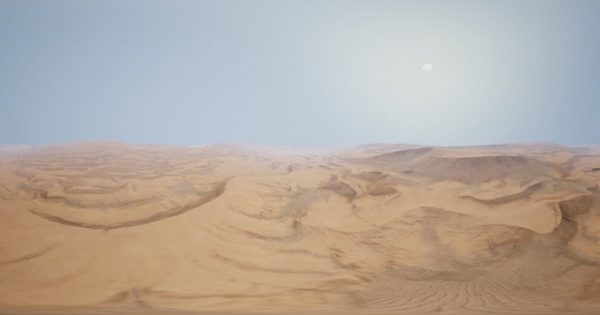 沙漠VR360度航拍大洋岛精选高清背景视频 VR 360 Camera Moving Above Desert