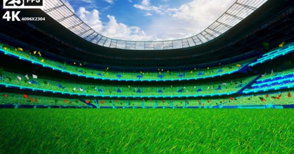 绿色队服足球场草坪4K大洋岛精选高清背景视频 Green Flying On Grass In Stadium 4K