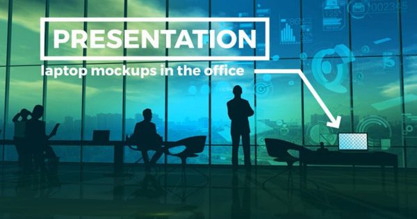 办公室台式电脑动态样机视频素材 Laptop Mockups Presentation In The Office