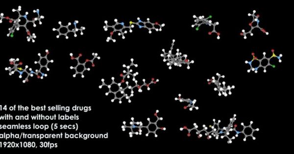 药物主题-旋转分子大洋岛精选高清视频素材 Pharmaceutical Drug Bundle – Rotating Molecules