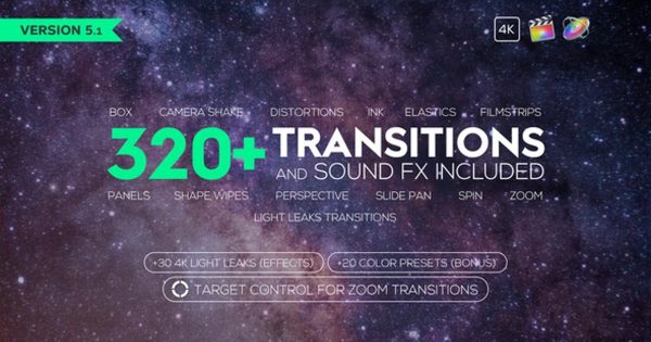 320+FCPX影片转场&FX声音特效素材合集[for Apple Motion, Final Cut Pro] FCPX 320+ Transitions and Sound FX