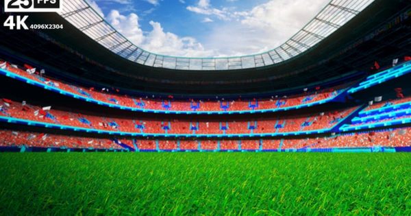 红色队服足球场草坪4K大洋岛精选高清背景视频 Red Flying On Grass In Stadium 4K