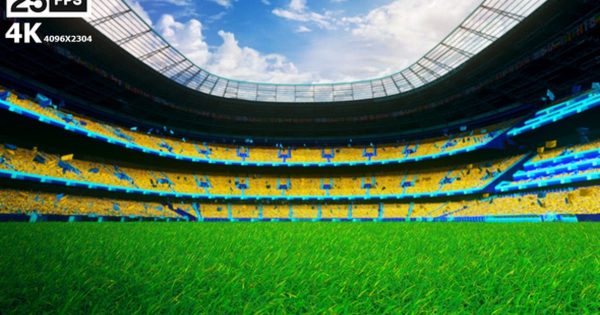 黄色队服足球场草坪4K大洋岛精选高清背景视频 Yellow Flying On Grass In Stadium 4K
