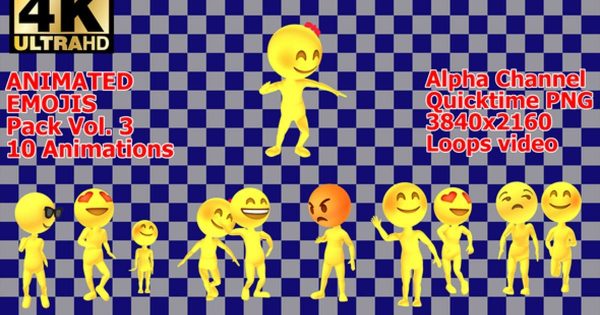 3D卡通人物动态表情素材包 Emojis Reactions Pack