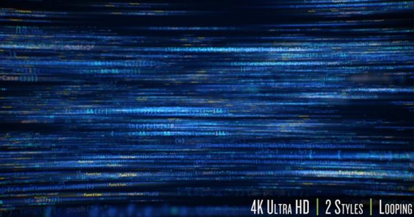 计算机编程软件代码4K高分辨率视频背景 Computer Programming Software Code Background 4K