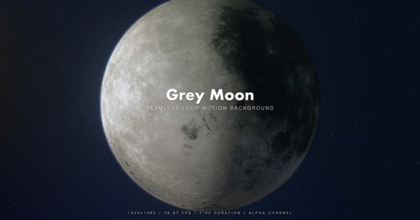 月亮360度旋转大洋岛精选高清视频素材 Grey Moon 360 Degrees Rotating