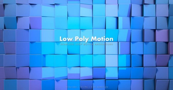 蓝色方块低聚运动大洋岛精选高清背景视频2 Low Poly Motion Blue 2