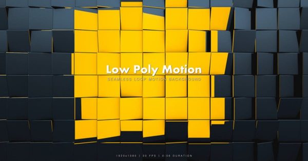 黑色黄色方块低聚运动大洋岛精选高清背景视频2 Low Poly Motion Black 2