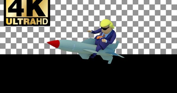 卡通特朗普驾驶火箭搞笑动画视频素材 Trump Rocket Strike Drive