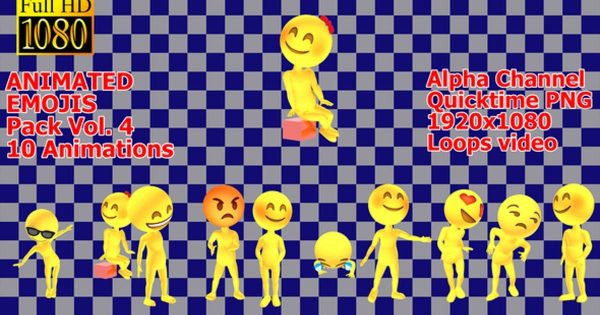 3D卡通形象表情视频素材 Emojis Speech Bubbles Graphic