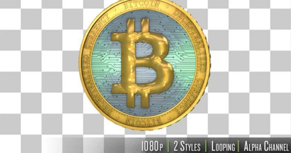 比特币虚拟货币大洋岛精选高清视频素材 Bitcoin Virtual Currency Spinning and Rotating