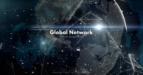 环球互联网抽象网络大洋岛精选背景视频素材 Global Network with Laptops