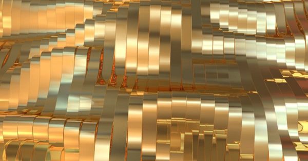 抽象金色金属波浪形大洋岛精选背景视频素材 Abstract Gold Background