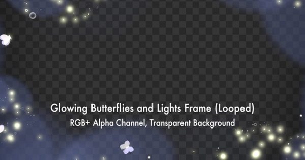 梦幻飞碟视频装饰框背景大洋岛精选视频素材 Glowing Butterflies and Lights Frame