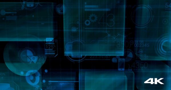 蓝色全息影像企业增长信息图高清背景视频 Blue Holographic Corporate Growth Infographics