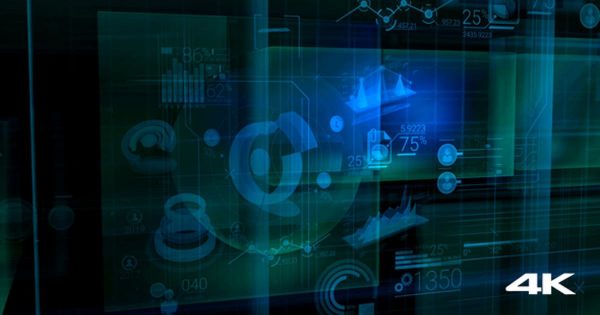 4K高清全息影像信息科技背景大洋岛精选视频素材 Holographic Corporate Infographics
