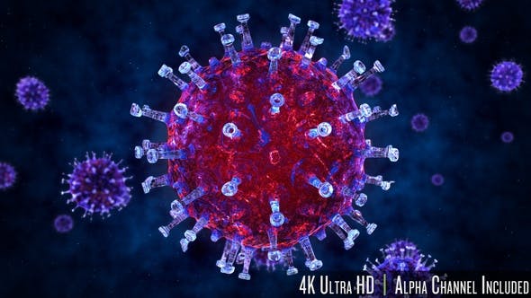 Covid-19新冠状病毒形状3D渲染图4K高清视频素材v2 4K Closeup of the Coronavirus or Covid-19 Outbreak in 3D