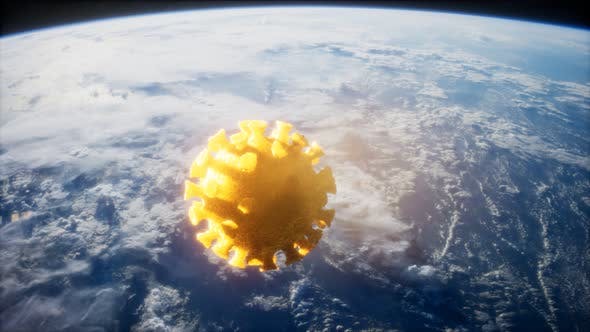 冠状病毒COVID-19形状近地小行星高清视频素材v3 Coronavirus COVID-19 Asteroid Near Earth