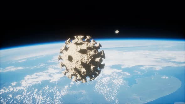 冠状病毒COVID-19形状近地小行星高清视频素材v3 Coronavirus COVID-19 Asteroid Near Earth