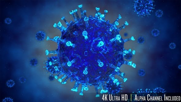 Covid-19新冠状病毒形状3D渲染图4K高清视频素材v1 4K Closeup of the Coronavirus or Covid-19 Outbreak in 3D