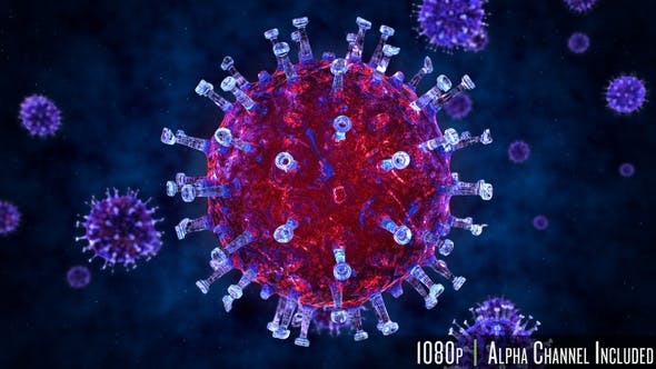 Covid-19新冠状病毒形状3D渲染图高清视频素材v2 Closeup of the Coronavirus or Covid-19 Outbreak in 3D