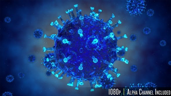 Covid-19新冠状病毒形状3D渲染图高清视频素材v1 Closeup of the Coronavirus or Covid-19 Outbreak in 3D