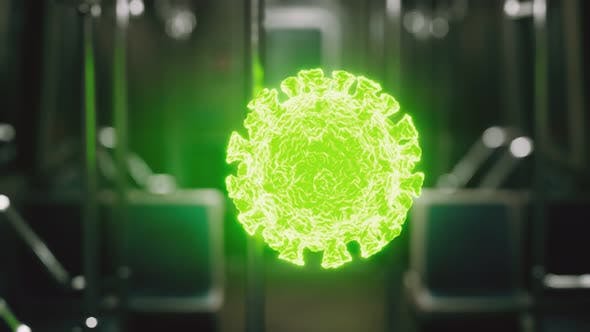 冠状病毒Covid-19地铁车厢场景流行传播模拟高清视频素材v4 Coronavirus Covid-19 Epidemic in Subway Car